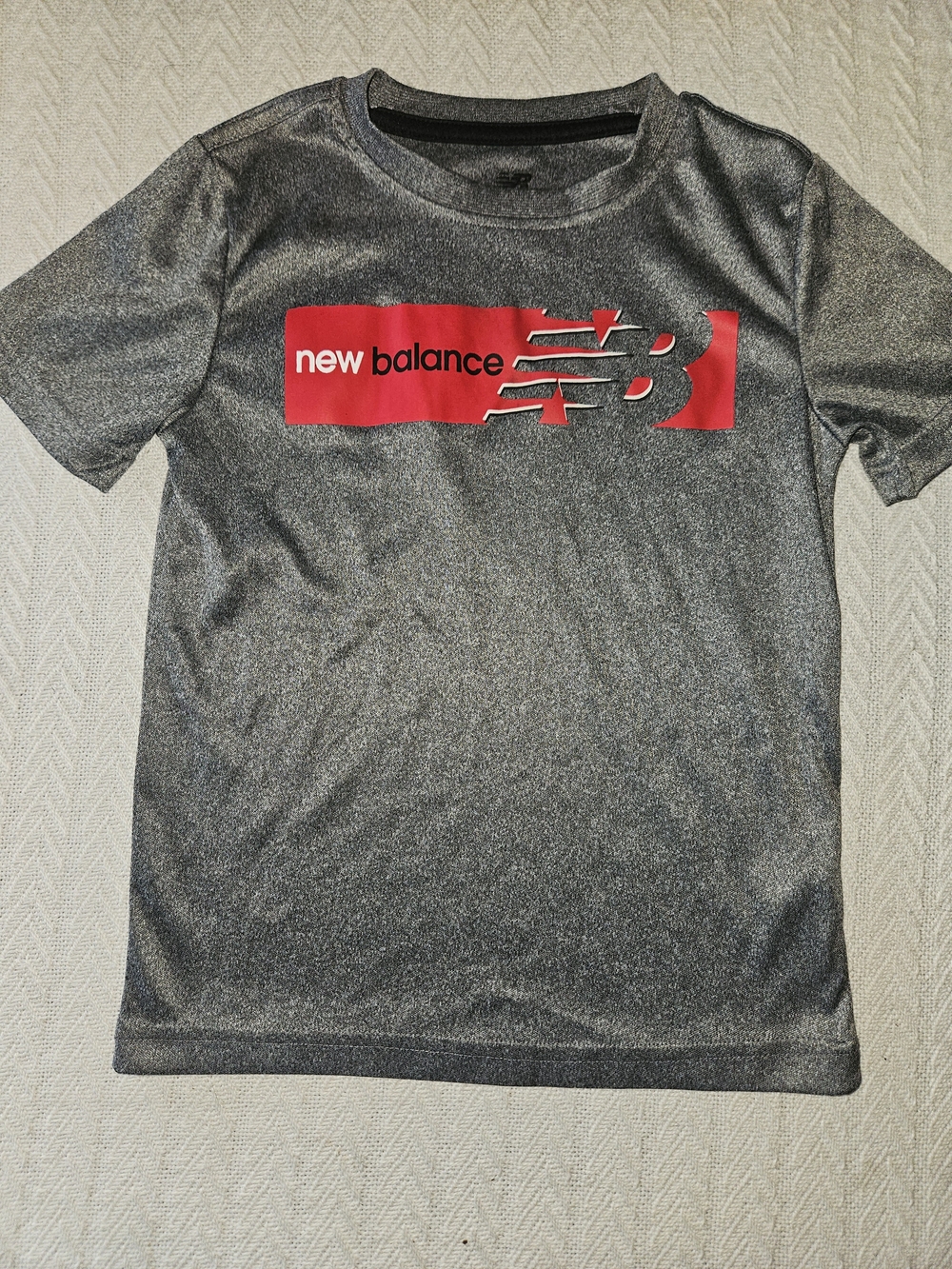 New Balance Kids' Gray Performance Tee with Red Logo